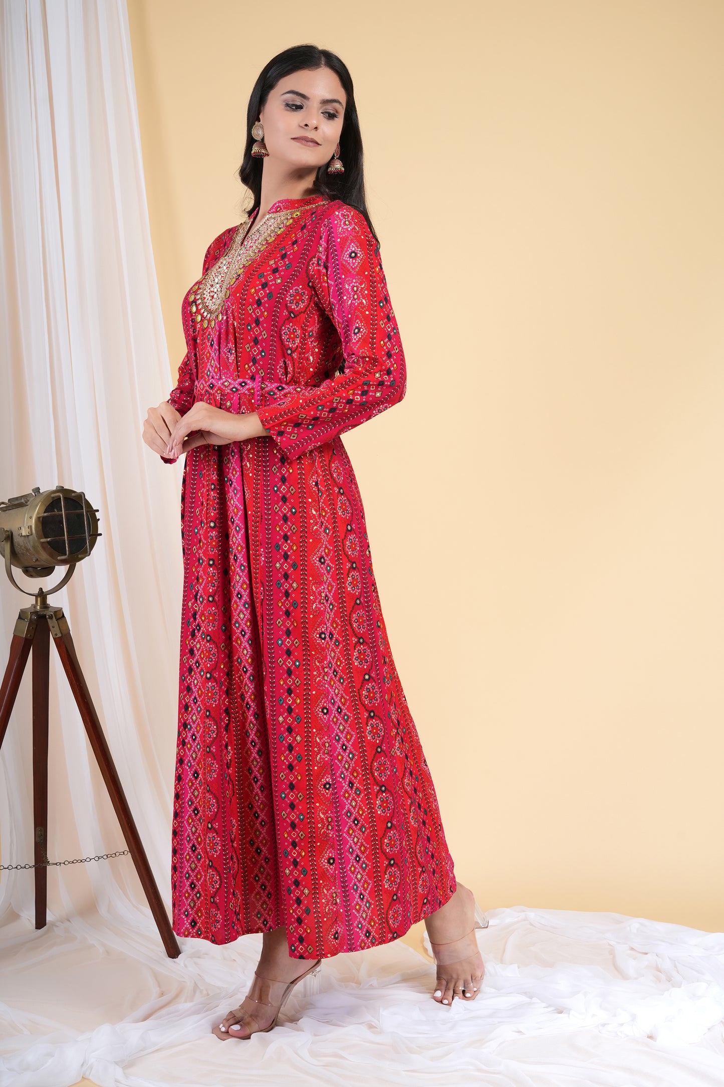 Red Dazzle Anarkali kurti