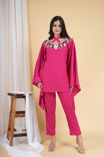 Deep Pink Kaftan Set