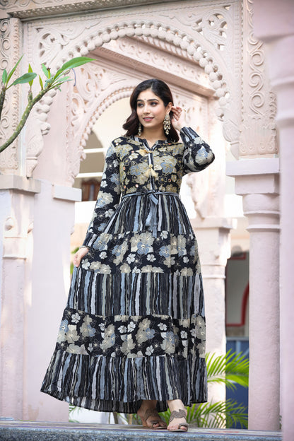 Noir Embellished Anarkali