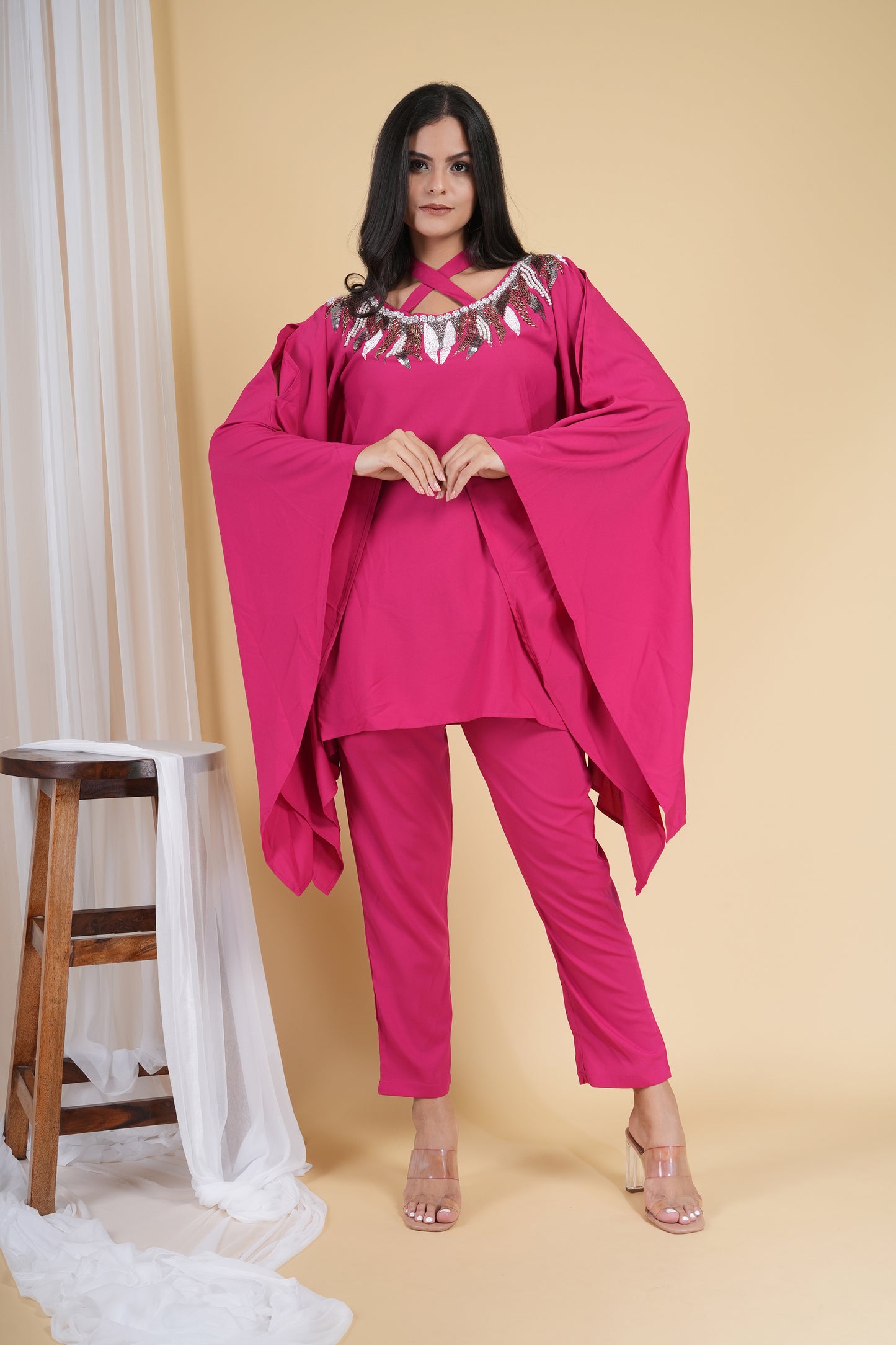 Deep Pink Kaftan Set