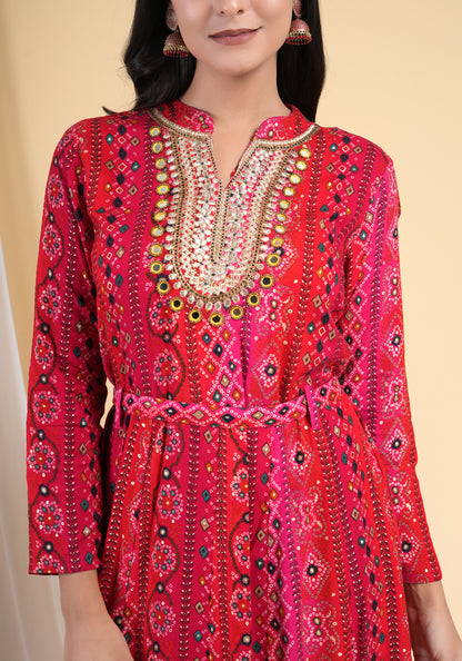 Red Dazzle Anarkali kurti