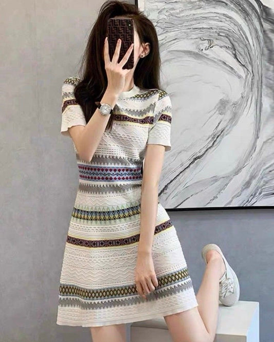 Cozy Chic Striped Knit Dress - INDIVYBE