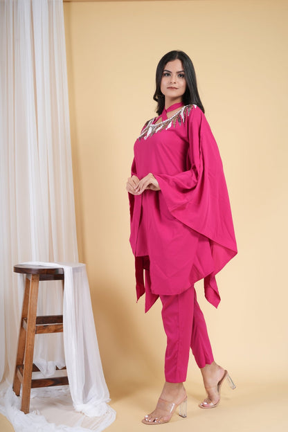 Deep Pink Kaftan Set - INDIVYBE