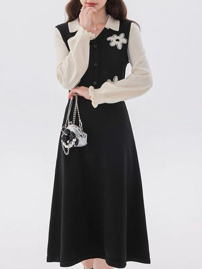 Ivory Bloom Noir Dress